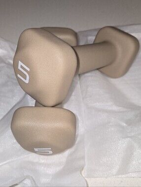 Beige Tone Fitness Neoprene 5lb Dumbbell Pair